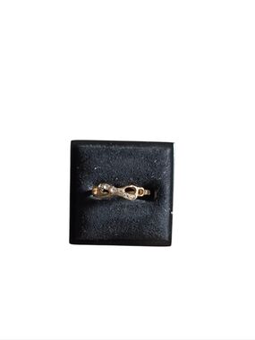 Size 5.5 Gold Toned Infinity Twist Ring with Small Clear Stones